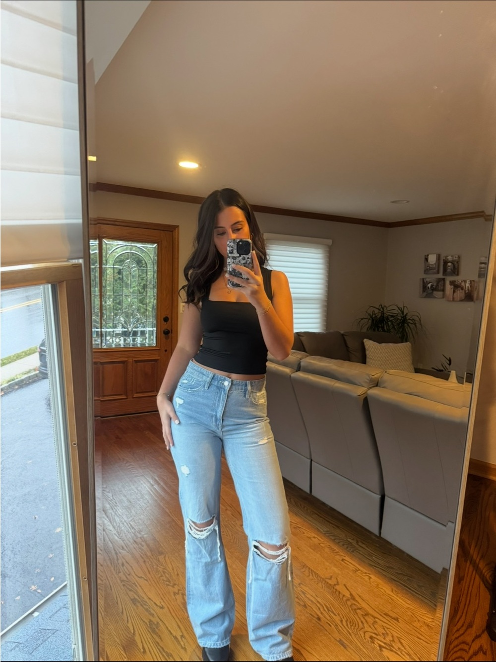 Wide Leg Flare Jeans in Light Blue